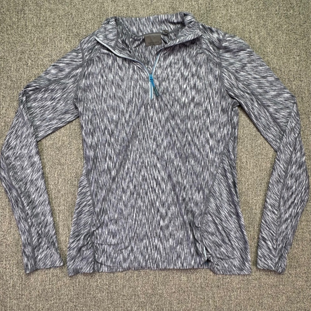 Athleta Women's Small Space Dye‎ Half Zip Pullover Athletic Top Back Zip Pocket